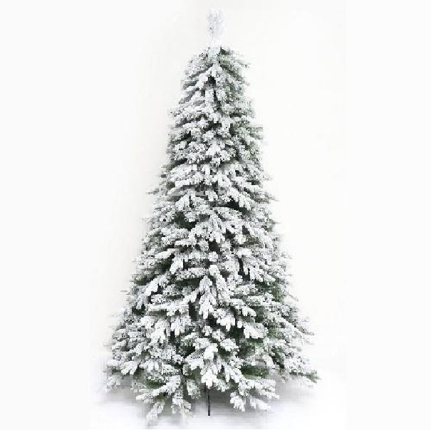 White flocked PE+PVC mixed Christmas tree